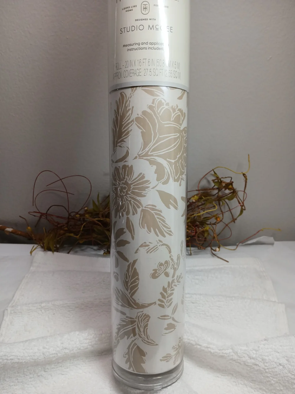 Threshold Studio McGee Floral Damask Wallpaper in Beige and Cream